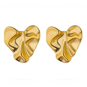 Wavy Chunky Heart Stud Earrings Stainless Steel
